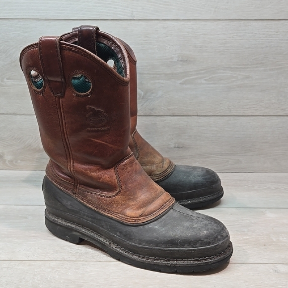 Georgia Boot Men Steel Toe G5655 12" ST Pull On Mud Dog Leather Boots 10.5W - Picture 1 of 16
